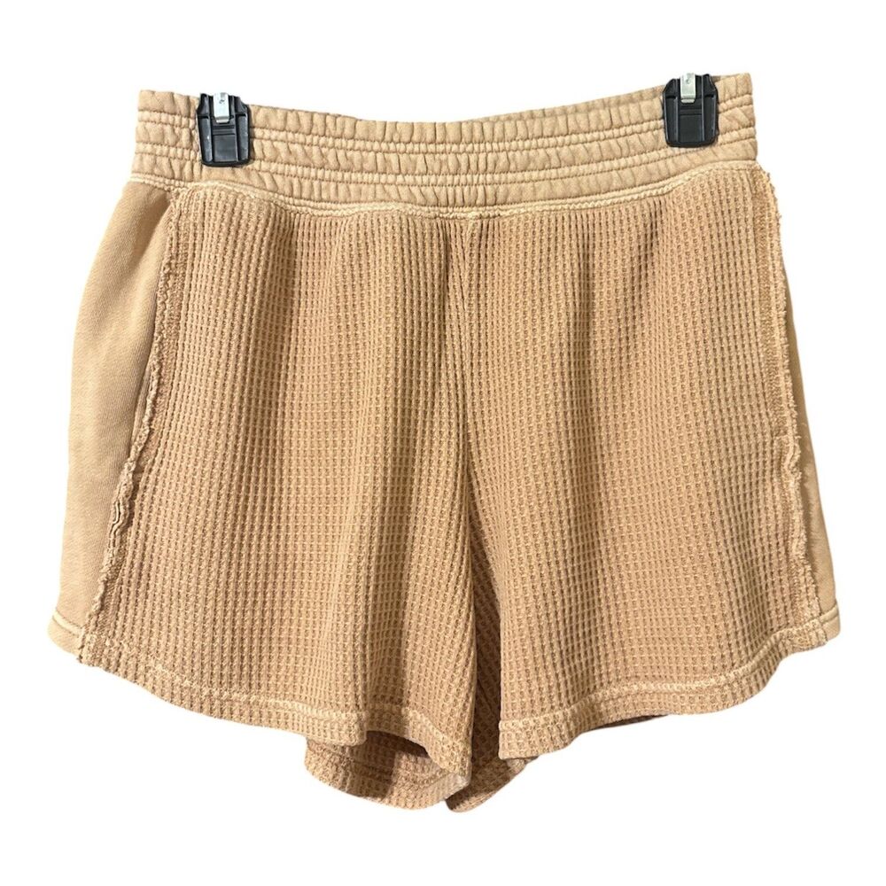 Aerie Waffle Knit Textured Shorts Womens Small  Brown Pull On Pockets Sz S